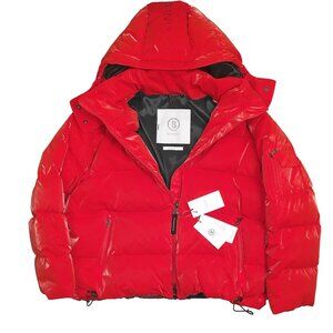 NEW $1800 Bogner Lora-D Puffer Jacket! 14 Red Lacquered Look 750 Fill Down Hood